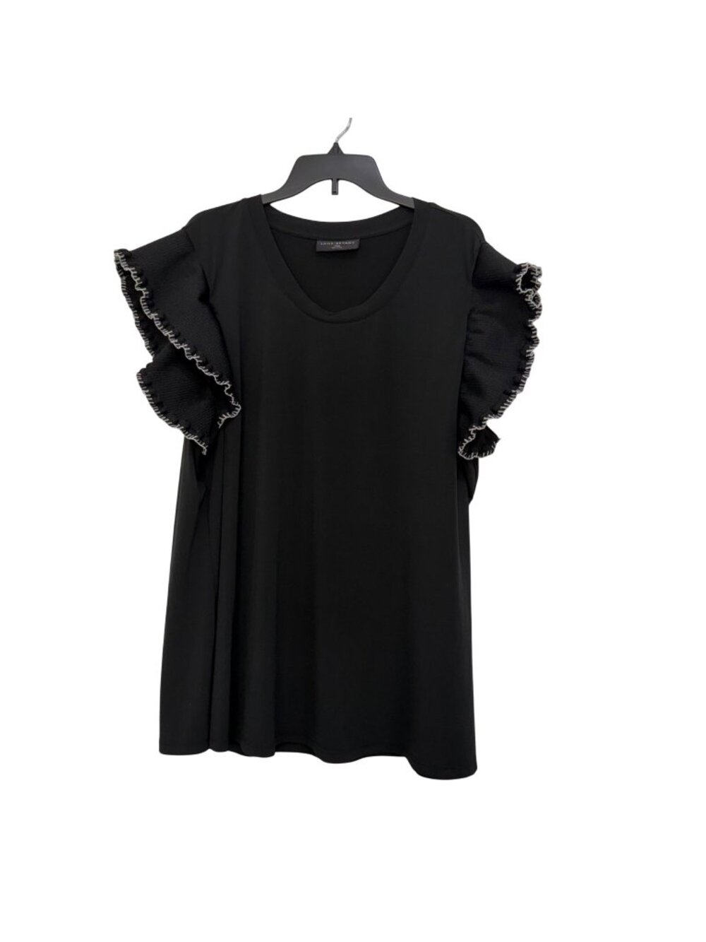 Lane Bryant Women Black Ruffle Sleeve Tunic Top Plus Size 22/24 Stretch